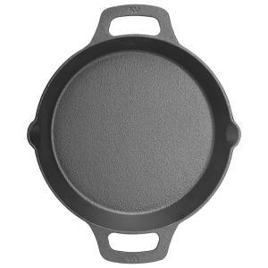Winco CASD-10 10 1/4" Round Induction Skillet w/ Dual Loop Handles - Pre Seasoned Cast Iron