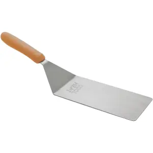 Winco TNH-61 5 1/8" x 2 7/8" Hamburger Turner w/ Orange Nylon Handle, Stainless Steel