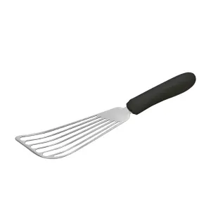 Winco TKP-60 6 3/4" Slotted Fish Spatula w/ Black Polypropylene Handle, Stainless Steel