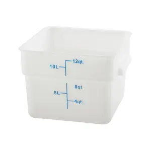 Winco PESC-12 12 qt Square Food Storage Container, Polypropylene, White