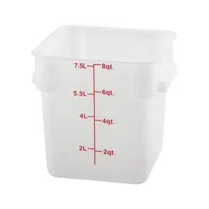 Winco PESC-8 8 qt Square Food Storage Container, Polypropylene, White