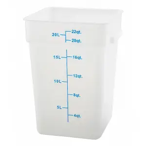 Winco PESC-22 22 qt Square Food Storage Container, Polypropylene, White