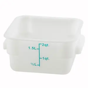 Winco PESC-2 2 qt Square Food Storage Container, Polypropylene, White