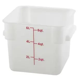 Winco PESC-6 6 qt Square Food Storage Container - White