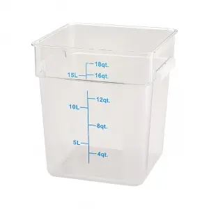 Winco PCSC-18C 18 qt Square Food Storage Container, Polycarbonate, Clear