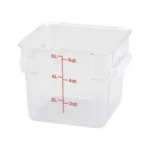 Winco PCSC-6C 6 qt Square Food Storage Container, Polycarbonate, Clear