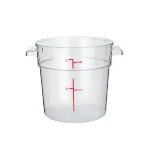 Winco PCRC-1 1 qt Round Storage Container - Polycarbonate, Clear