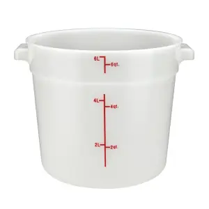Winco PPRC-6W 6 qt Round Food Storage Container - Polypropylene, White