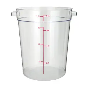 Winco PCRC-8 8 qt Round Food Storage Container - Polycarbonate, Clear