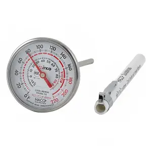 Winco TMT-IR1 1 3/4" Dial Type Pocket Thermometer w/ 5" Stem, 0 to 220 Degrees F