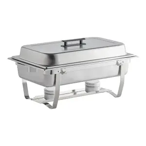 Choice Economy 8 Qt. Full Size Stainless Steel Chafer with Folding Frame - 3/Case