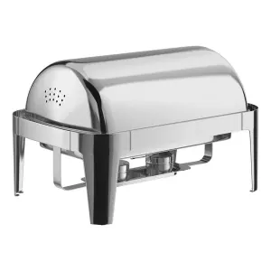 Acopa Supreme 8 Qt. Full Size Chrome Accent Roll Top Chafer
