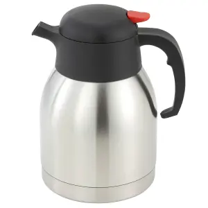 Winco CF-1.5 1 1/2 liter Carafe w/ Bliterack/Red Push Button Top, Stainless
