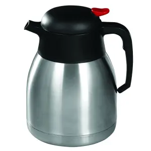 Winco CF-1.2 1 1/5 liter Carafe w/ Bliterack & Orange Push Button Top, Stainless
