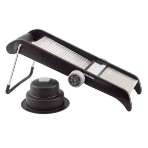 Winco MDL-4P Mandoline Slicer Set w/ (4) Slice Setting - Stainless Steel Blades, Plastic Frame, Black