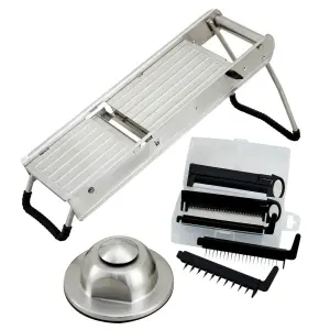 Winco MDL-15 Mandoline Slicer Set w/ Hand Guard & (5) Interchangeable Blades, Stainless Steel