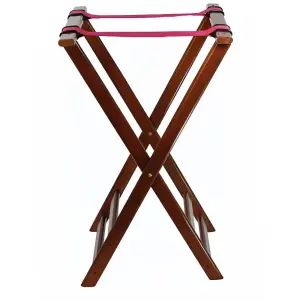 Winco TR-33W 32" Folding Tray Stand - Rubberwood, Walnut