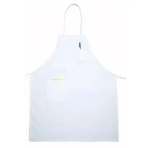 Winco BA-PWH Bib Apron w/ Pocket, 33" x 26", White