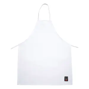Winco BA-3226WH Full Length Bib Apron - 33"L x 26"W, Poly Cotton, White
