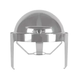 Winco 602 Round Chafer w/ Roll-Top Lid & Chafing Fuel Heat
