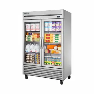 True TS-49G-HC~FGD01 54 1/10" Two Section Reach In Refrigerator, (2) Left/Right Hinge Glass Doors, 115v