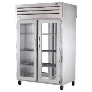 True STA2RPT-2G-2G-HC 52 3/5" Two Section Pass Thru Refrigerator, (4) Left/Right Hinge Glass Doors, 115v