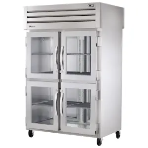True STR2RPT-4HG-2S-HC 52 3/5" Two Section Pass Thru Refrigerator, (4) Glass Doors, (2) Solid Doors, Left/Right Hinge, 115v