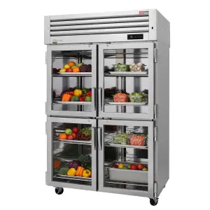 Turbo Air PRO-50-4R-G-N 51 3/4" Two Section Reach In Refrigerator, (4) Right Hinge Glass Doors, 115v