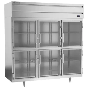 Beverage-Air PR3HC-1BHG 78" Three Section Reach In Refrigerator, (6) Left/Right Hinge Glass Doors, 115v