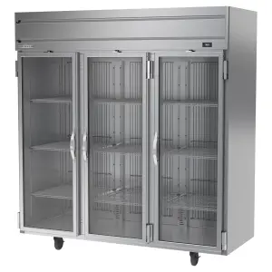 Beverage-Air HRPS3HC-1G 78" Three Section Reach In Refrigerator, (3) Left/Right Hinge Glass Doors, 115v