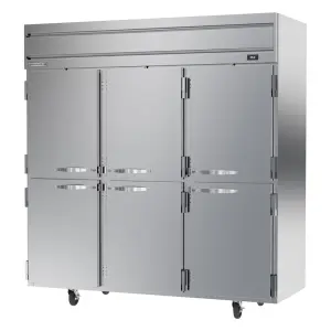 Beverage-Air HRPS3HC-1HS 78" Three Section Reach In Refrigerator, (6) Left/Right Hinge Solid Doors, 115v