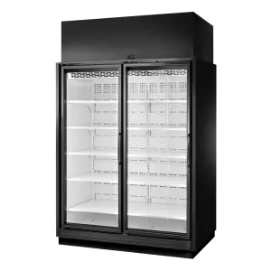 True TRM2M-BLK-WHT-1BLKLL-NN-4 67 1/2" Two Section Supermarket Display Refrigerator, (2) Left Hinge Doors, Black, 208-240v