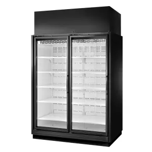 True TRM2L-BLK-WHT-1BLKLL-YN-4 66 1/2" Two Section Supermarket Display Freezer, (2) Left Hinge Doors, Black, 208-240v