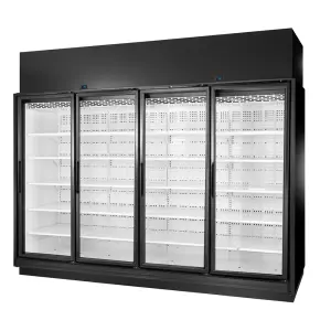 True TRM4L-BLK-WHT-1BLKRRRR-NN-4 128 1/2" Four Section Supermarket Display Freezer, (4) Right Hinge Doors, Black, 208-240v