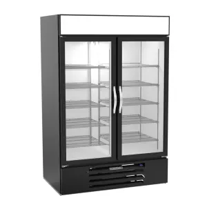 Beverage-Air MMF49HC-1-B 52" Two Section Display Freezer w/ Swing Doors - Bottom Mount Compressor, Black, 115v
