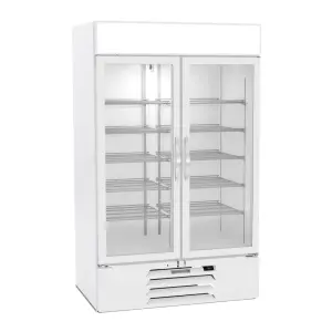 Beverage-Air MMF44HC-1-W-IQ 47" Two Section Display Freezer w/ Swing Doors - Bottom Mount Compressor, White, 115v