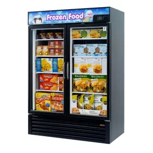 Turbo Air TGF-49FB-N 54 3/8" Two Section Display Freezer w/ Swing Doors - Bottom Mount Compressor, Black, 115v