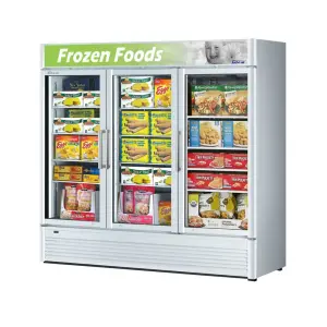 Turbo Air TGF-72SD-N 78" Three Section Display Freezer w/ Swing Doors - Bottom Mount Compressor, White, 115v