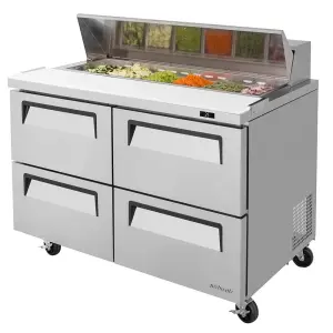 Turbo Air TST-48SD-D4-N 48 1/4" Super Deluxe Sandwich/Salad Prep Table w/ Refrigerated Base, 115v