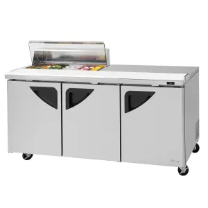 Turbo Air TST-72SD-10S-N-CL 72 5/8" Super Deluxe Sandwich/Salad Prep Table w/ Refrigerated Base, 115v