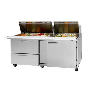 Turbo Air PST-72-30-D2R-N 72 5/8" PRO Series Mega Top Sandwich/Salad Prep Table w/ Refrigerated Base, 115v