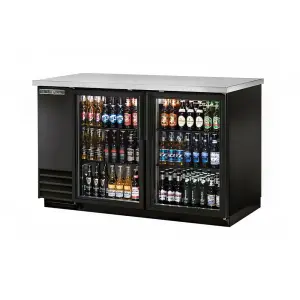 True TBB-2G-HC-LD 58 7/8" Bar Refrigerator - 2 Swinging Glass Doors, Black, 115v