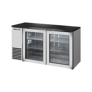 True TBB24-60-2G-Z1-BST-S-1 60 1/8" Bar Refrigerator - 2 Swinging Glass Doors, Stainless, 115v