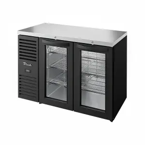 True TBR48-RISZ1-L-B-GG-1 48" Bar Refrigerator - Swinging Glass Doors, Black, 115v