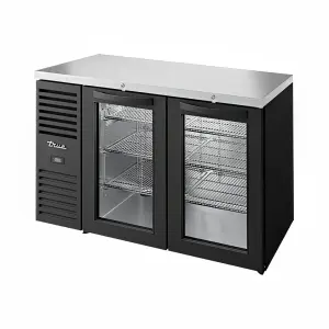 True TBR52-RISZ1-L-B-GG-1 52" Bar Refrigerator - Swinging Glass Doors, Black, 115v