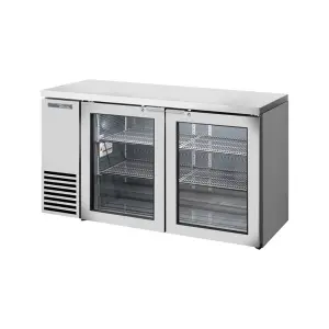 True TBB24-60-2G-Z1-SFT-S-1 60 1/8" Bar Refrigerator - 2 Swinging Glass Doors, Stainless, 115v