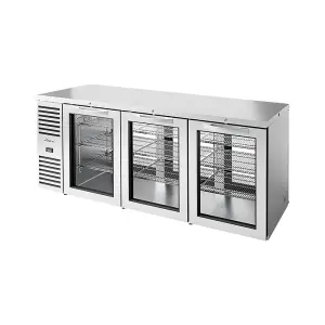 True TBR84-PTSZ1-L-S-GGG-GGG-1 84" Bar Refrigerator - Swinging Glass Doors, Stainless, 115v
