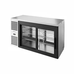 True TBR60-PTSZ1-L-S-11-11-1 60" Bar Refrigerator - Sliding Glass Doors, Stainless, 115v