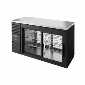 True TBR60-PTSZ1-L-B-11-11-1 60" Bar Refrigerator - Sliding Glass Doors, Black, 115v