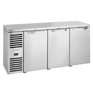 True TBR72-RISZ1-L-S-SSS-1 72" Bar Refrigerator - Swinging Solid Doors, Stainless, 115v